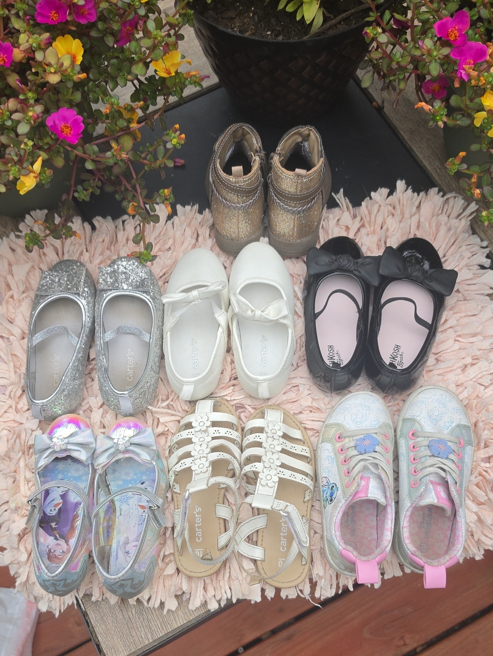 Girls Sz 10 Dress & Casual Shoes Bundle - White, Silver, Gold, Black, Pink, Tan